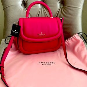 NWT Kate Spade ♠️ Puffy Smooth Leather Top Handle Cross Body Purse in Fuchsia